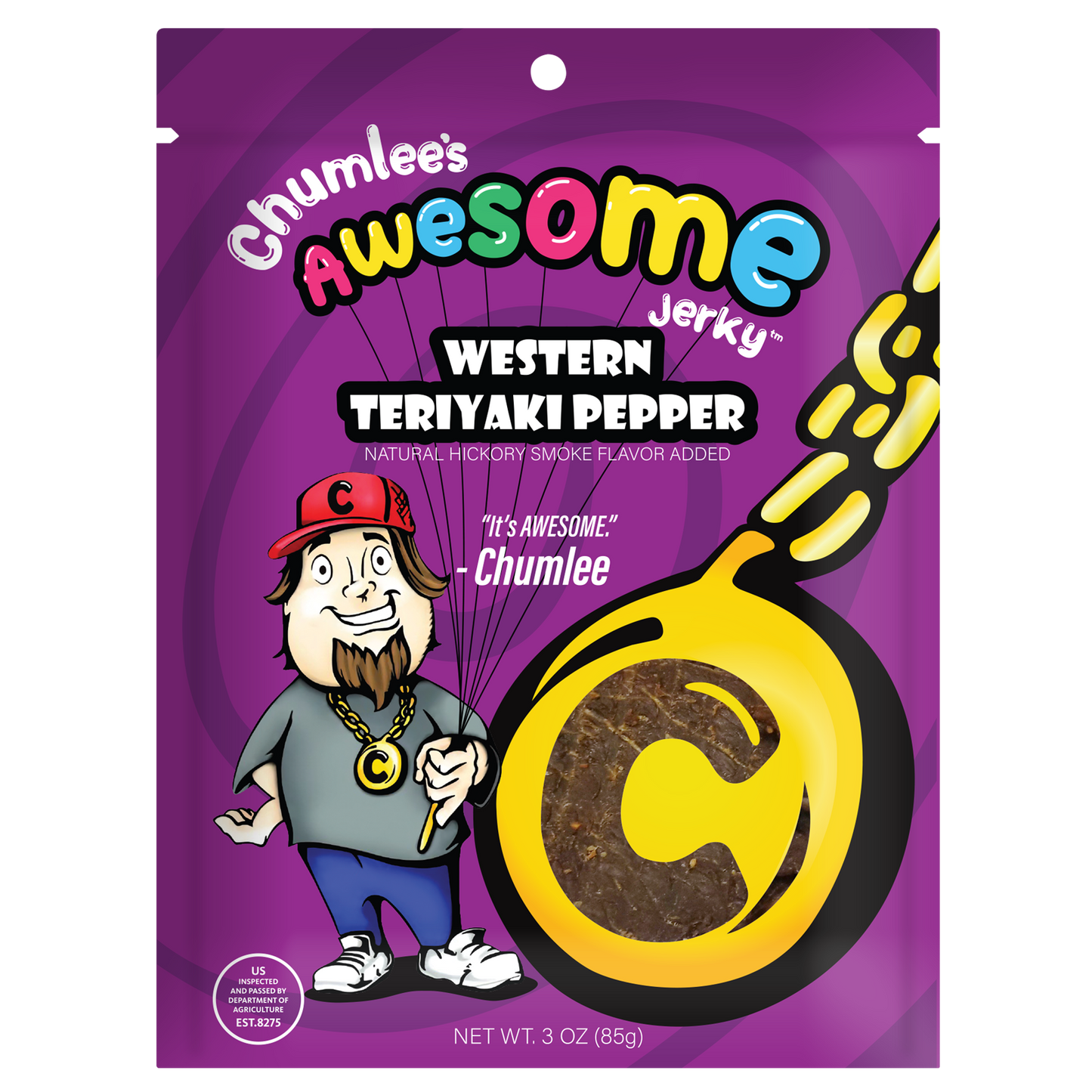 Chumlee's Awesome Beef Jerky, Western Teriyaki Pepper, 3 oz Bag