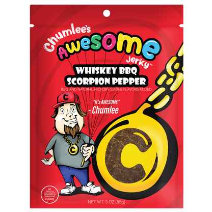 Chumlee's Awesome Beef Jerky, Whiskey BBQ Scorpion Pepper, 3 oz Bag